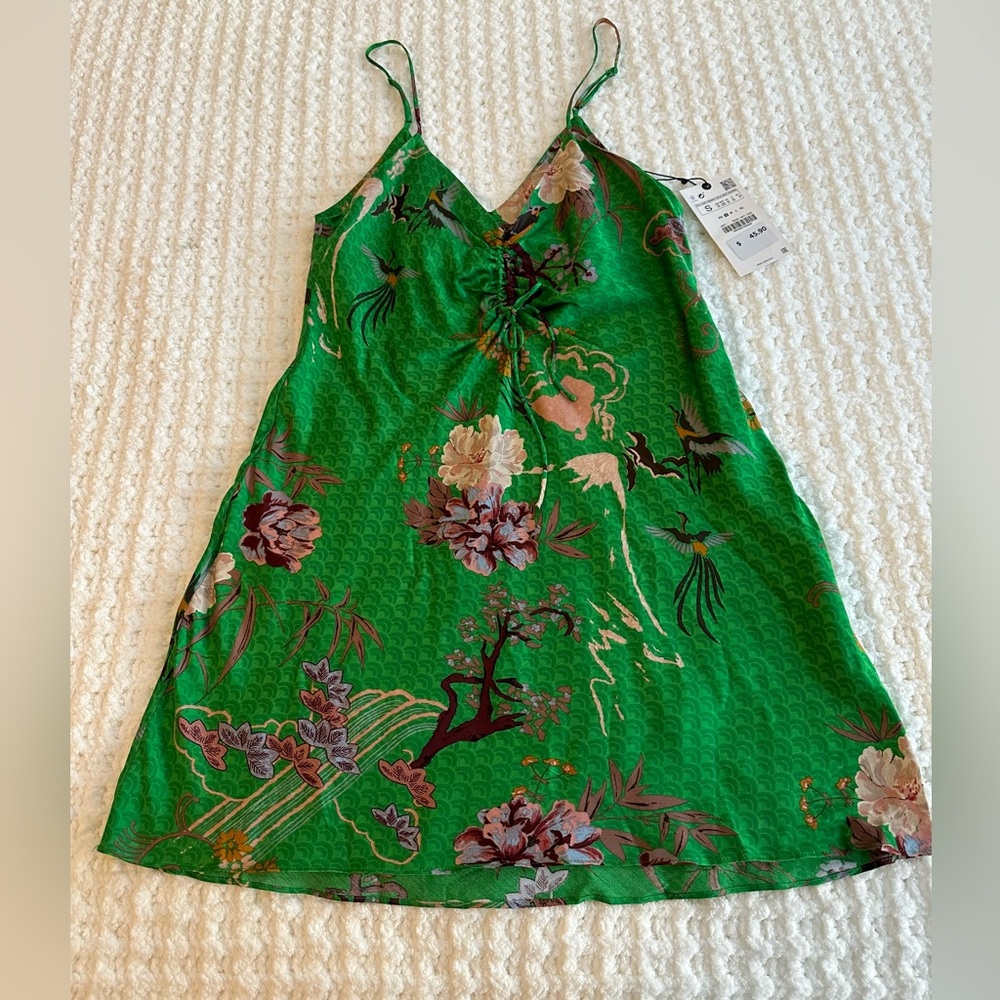 Zara Small Silk Green Dress